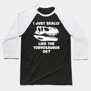 Torvosaurus Fossil Skull Baseball T-Shirt